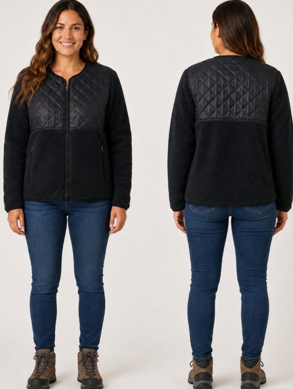 Patagonia Women’s Recycled Sherpa Hybrid Jacket Ink Black XL Wool Fleece - Picture 3 of 11